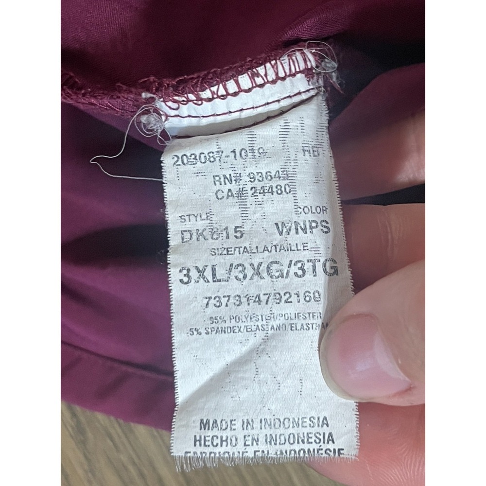 Dickies Shirt, Women's Plus Size 3XL, Burgundy, Short Sleeve, V-neck, Scrub Top - Picture 9 of 11
